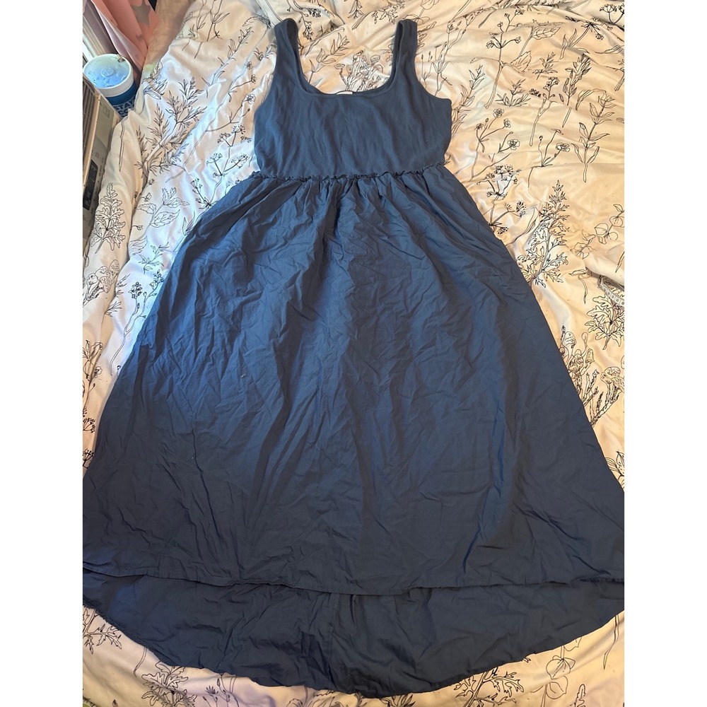 A New Day Blue Ballet Hi Low Midi Sleeveless Ribbed Tank Dress, Large
